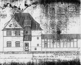 Zeichnung des Bahnhofs Holzhausen