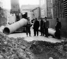 Katzenfurter Straße, v. li.: Artur Clößner, Heinrich Fritz, Simon Roßmeisel, Hans Becker, Hermann Schmidt