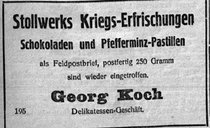 Zeitungsausschnitt der Wetzlarer Zeitung aus den Jahren 1914/15 zum Thema 1. Weltkrieg 