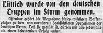 Zeitungsausschnitt der Wetzlarer Zeitung aus den Jahren 1914/15 zum Thema 1. Weltkrieg