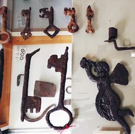 Schlüssel, gefunden im Bereich der Burgruine Lichtenstein, ausgestellt im Museum Hohe Schule, Herborn
