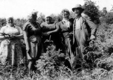 Im Pflanzengarten: v. li. Minna Schäfer, Adelheid Hopf, Lina Schäfer (Brares), Christel Schweitzer, Heinrich Wolf