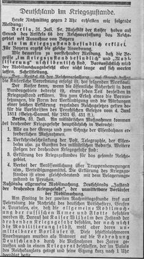  Zeitungsausschnitt der Wetzlarer Zeitung aus den Jahren 1914/15 zum Thema 1. Weltkrieg 