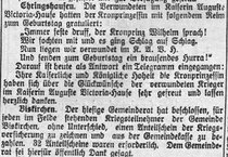 Zeitungsausschnitt der Wetzlarer Zeitung aus den Jahren 1914/15 zum Thema 1. Weltkrieg 