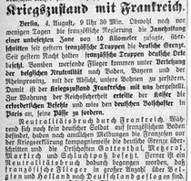 Zeitungsausschnitt der Wetzlarer Zeitung aus den Jahren 1914/15 zum Thema 1. Weltkrieg
