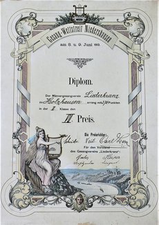 Liederkranz Holzhausen – Urkunde von 1913