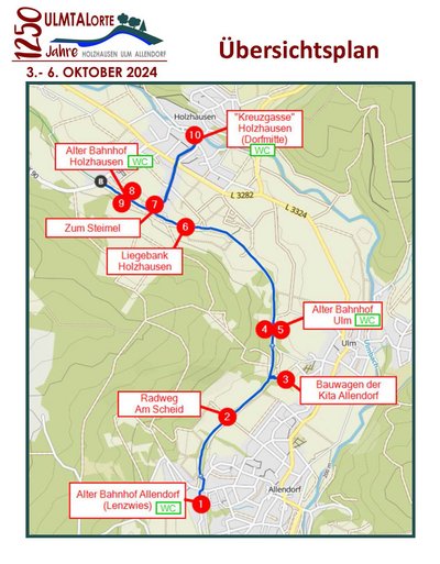 Karte mit Stationen Ulmtalspiele